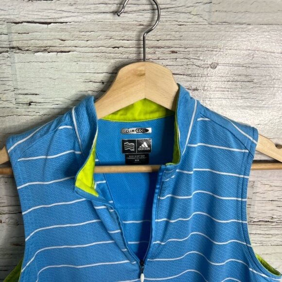 ADIDAS ClimaCool golf shirt blue striped size medium women’s - Picture 3 of 7